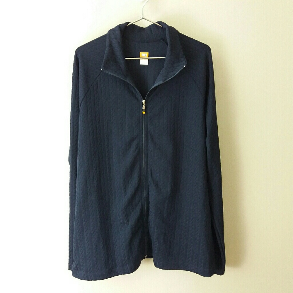 Lucy Navy Cable Zip Up Jacket