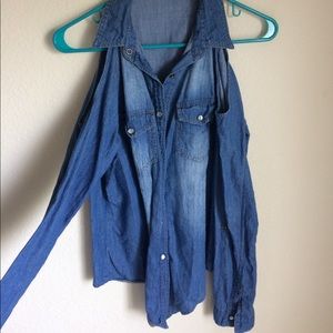 Cold shoulder Denim top