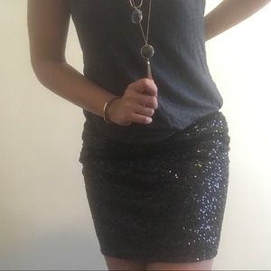 Express Black Sequined Mini Skirt