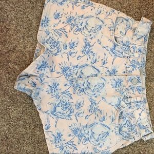 High waisted floral corduroy shorts
