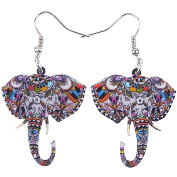 Elephant Acrylic Earrings - Picture 3 of 4