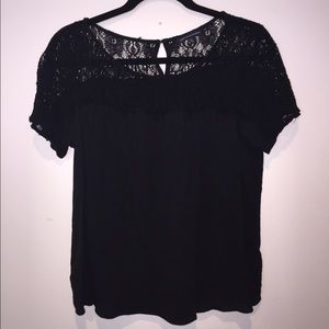 Black Blouse with Lace Detail