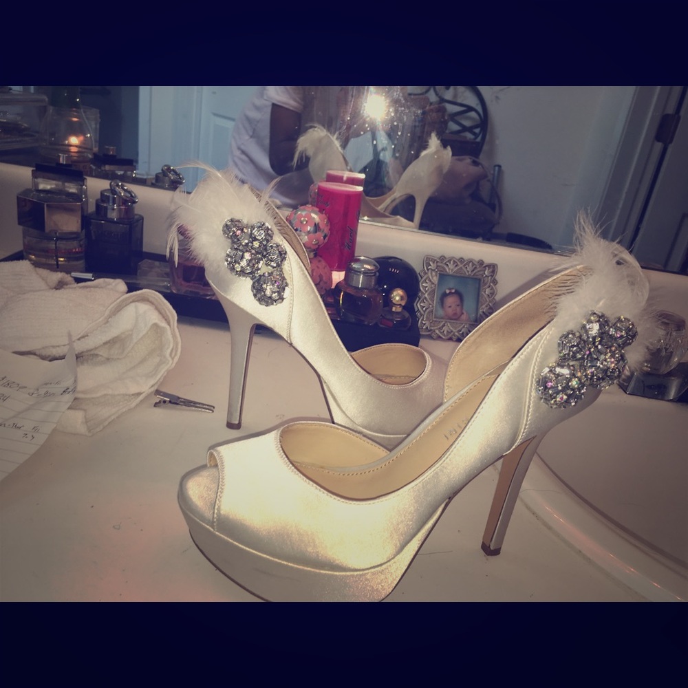 Satin Off white shoes