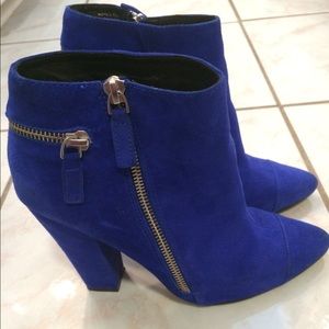 Aldo Blue Suede Zip Booties