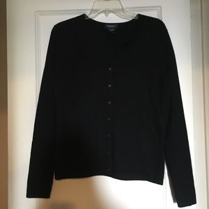 Lord & Taylor Black 100% Cashmere Cardigan, M
