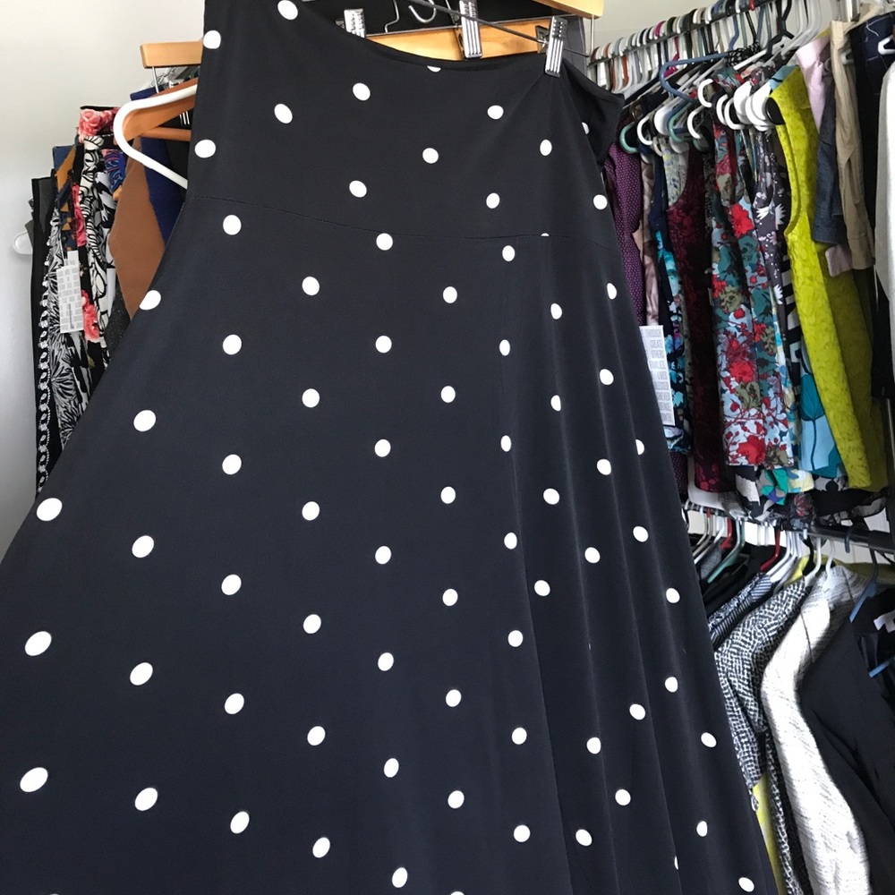 Lularoe Maxi Skirt Black and white polka dots sz M
