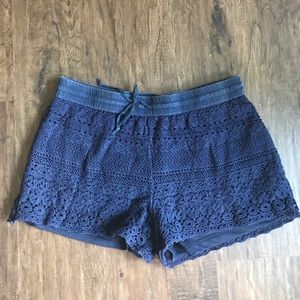 Blue Crochet Shorts
