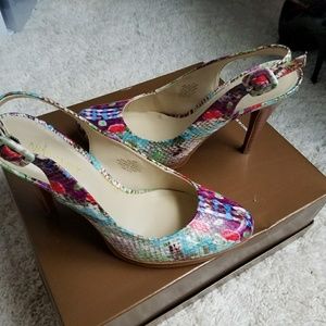 Nine west faux snakeskin sling back heels