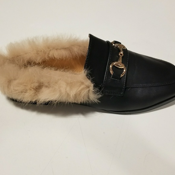 Horsebit Faux Fur Mules Slippers Princetown Loafer - Picture 3 of 4