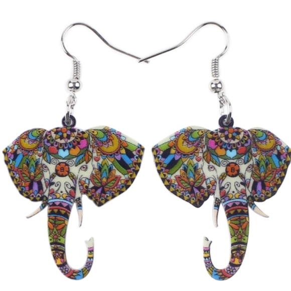 Elephant Acrylic Earrings - Picture 5 of 5