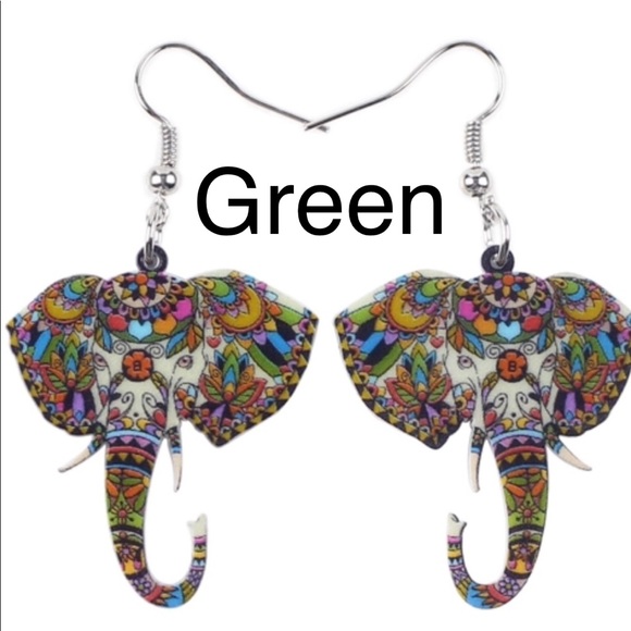 Elephant Acrylic Earrings - Picture 4 of 5