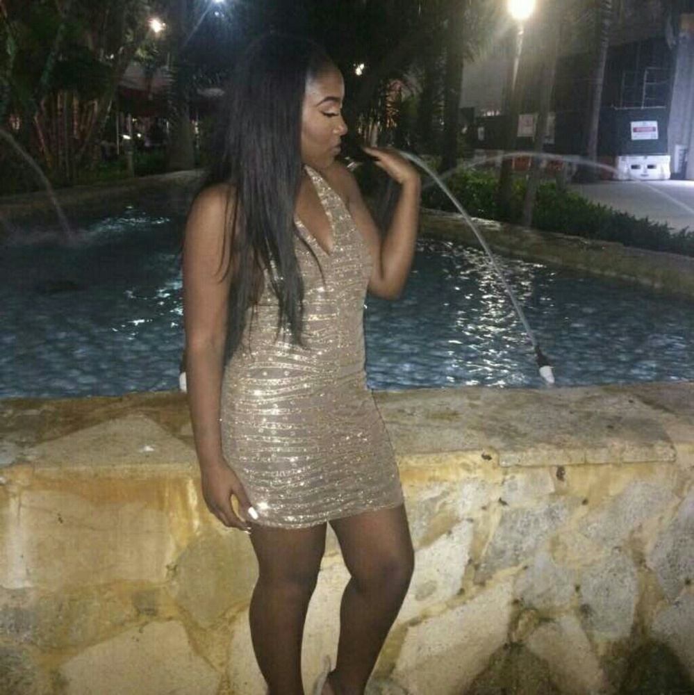 Gold backless sparkle dress