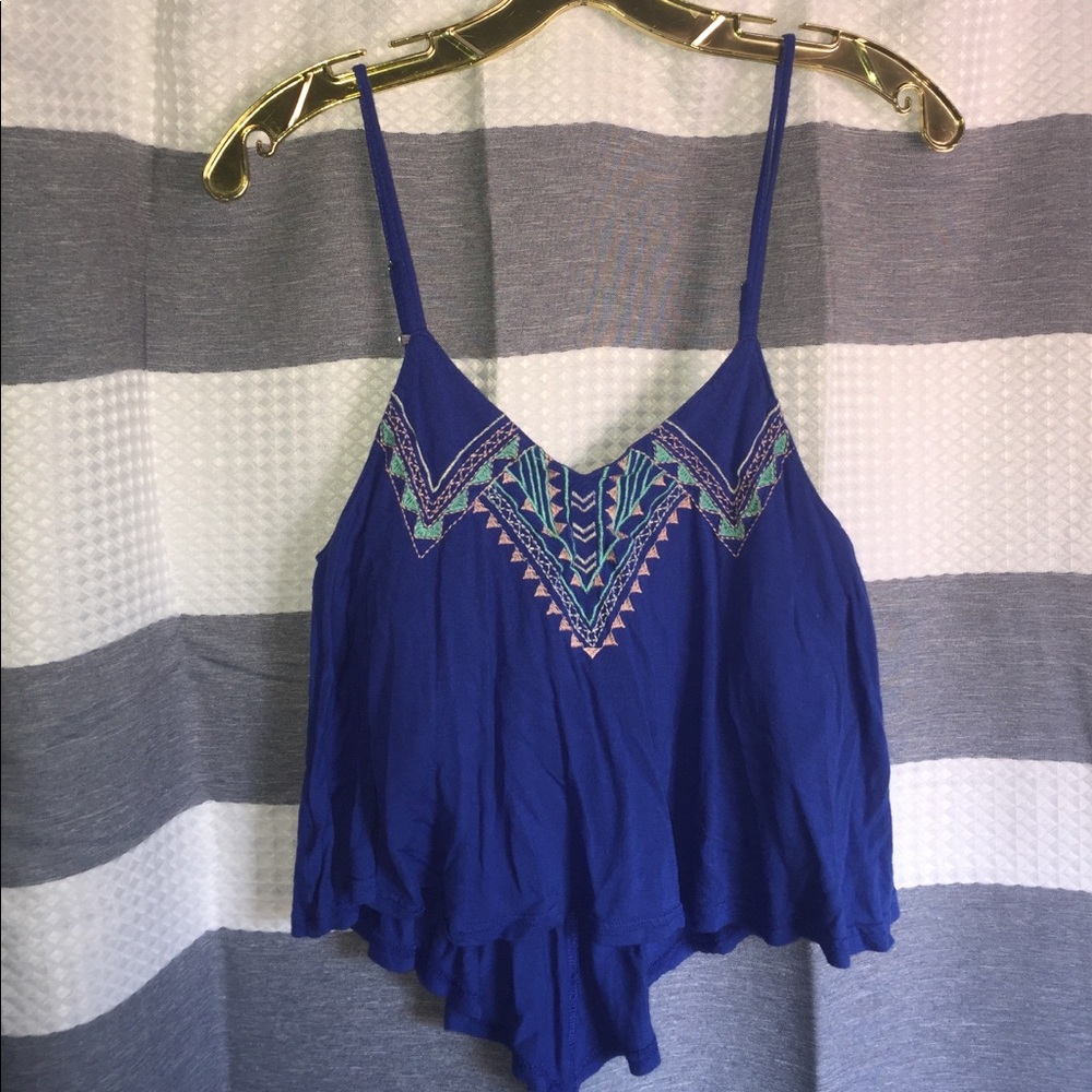 Tribal Top Blue Crop Top Blouse