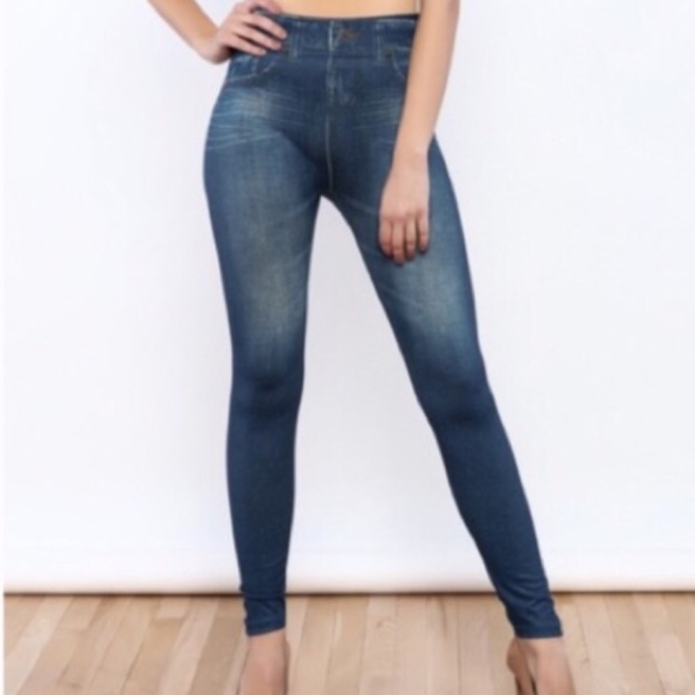 NEW Jegging Denim Jean Leggings Woman's One Size