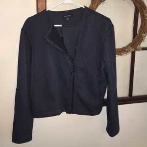 NEW - Blue patterned, zipper blazer