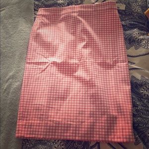 J Crew Gingham Pencil Skirt Pink 6