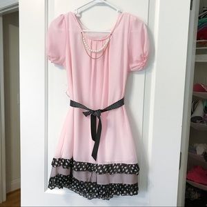 Women's Fashion Pink Dress with Lace