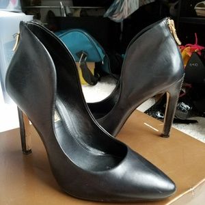 Bcbg black leather heels with ankle collar