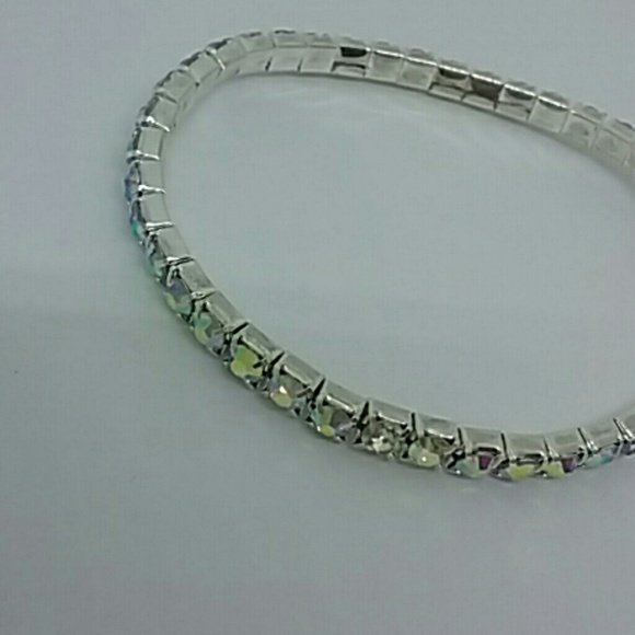 Silver Colored Iridescent Crystal Bracelet - Picture 2 of 3