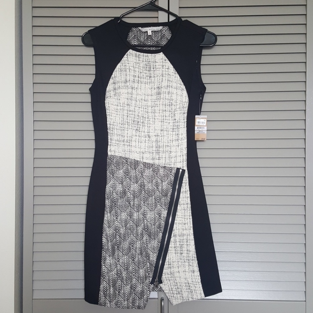 Rachel Roy Black zipper Mixed Media Dress