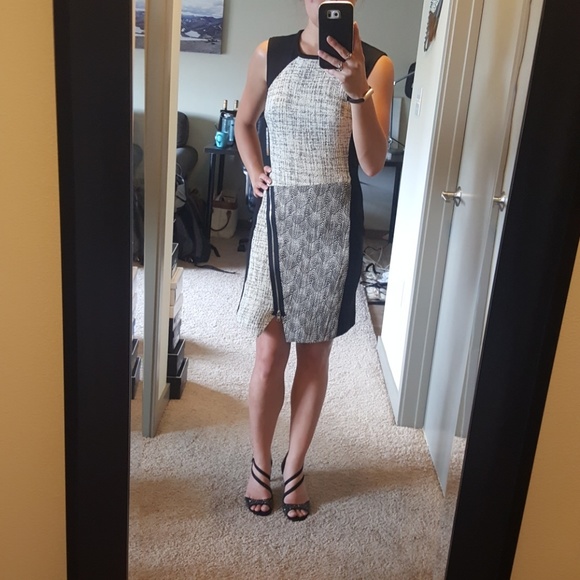 Rachel Roy Black zipper Mixed Media Dress - Picture 2 of 4