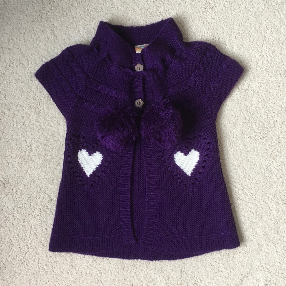 Girls Purple Maria Elena Pom Pom Sweater Vest 2T