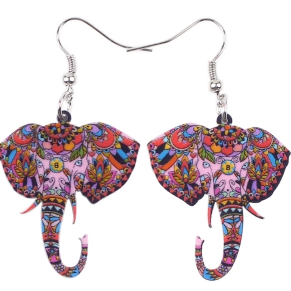 Elephant Acrylic Earrings - Picture 3 of 5