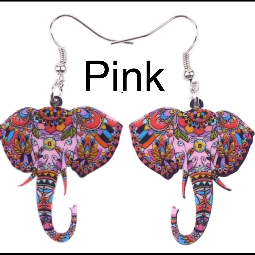 Elephant Acrylic Earrings - Picture 5 of 5