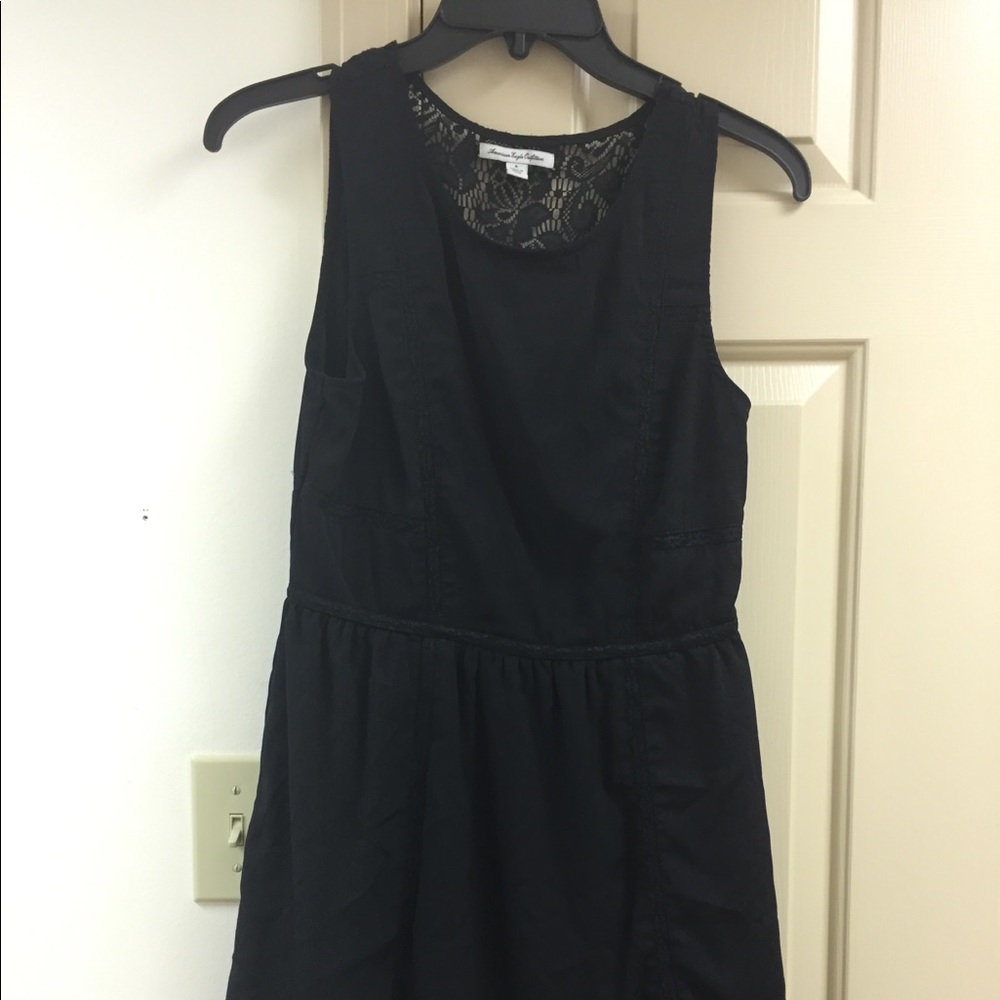American Eagle Black Lace Back Mini Dress