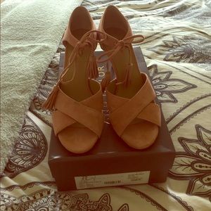 Ann Taylor Suede Pink Tassle Heels