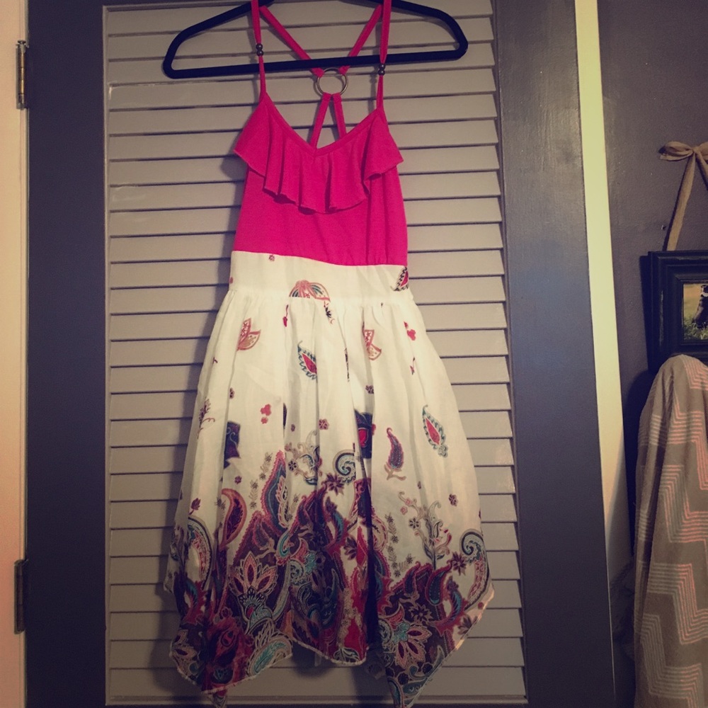 Pink and White Paisley Dress