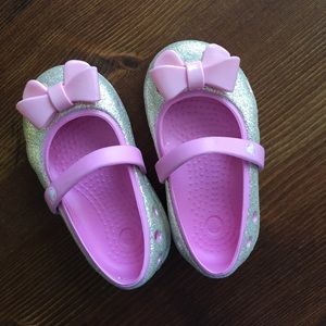Toddler sparkly crocs worn once!!!!