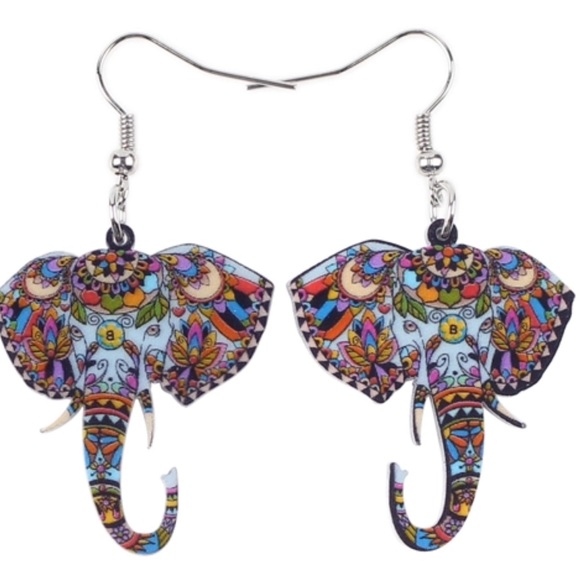 Elephant Acrylic Earrings - Picture 4 of 4