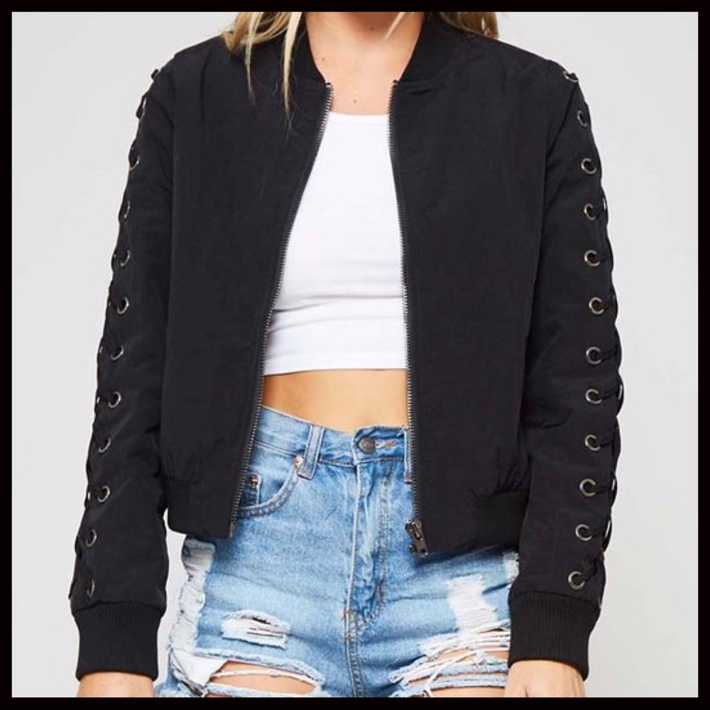 1 LEFT‼️5⭐️Lace up Bomber - Picture 4 of 7