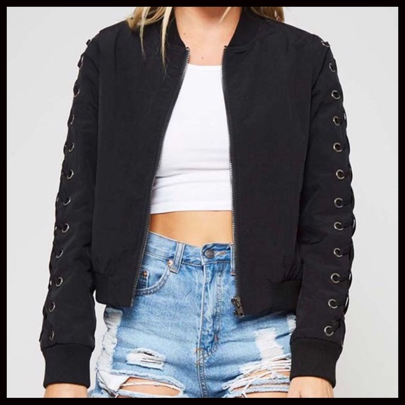 1 LEFT‼️5⭐️Lace up Bomber - Picture 4 of 7