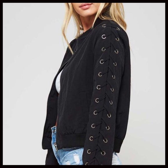 1 LEFT‼️5⭐️Lace up Bomber - Picture 5 of 7