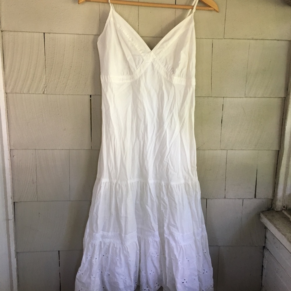 White Gap eyelet trip sundress
