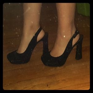 Black suede heels