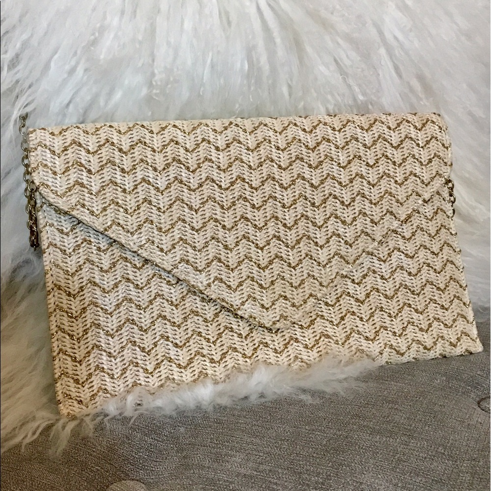 Gold & straw clutch