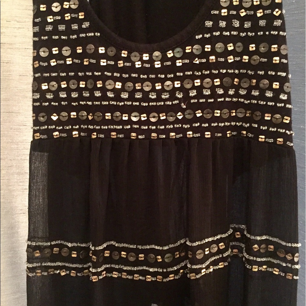 American Rag Black sheer embroidered tank top M