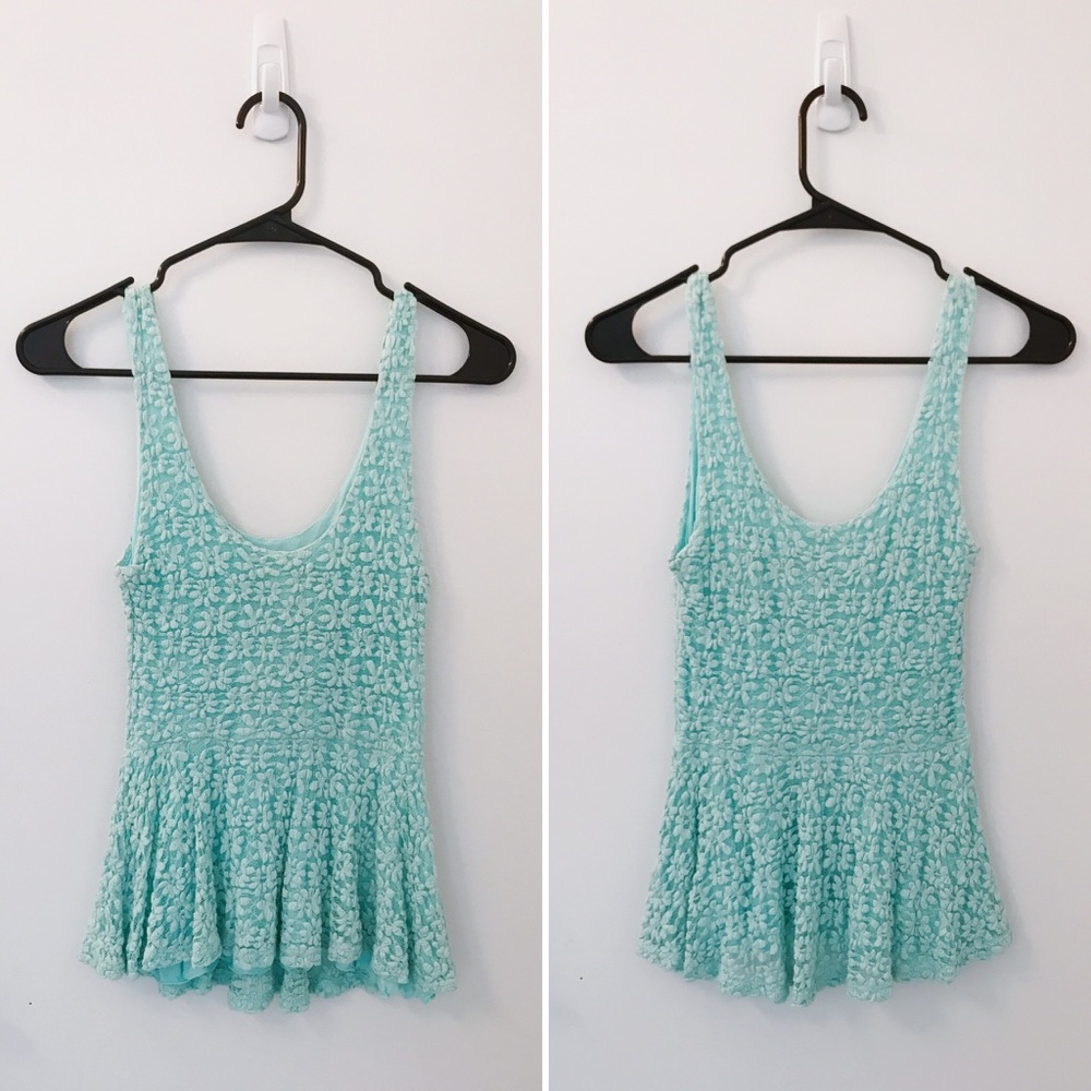 Urban Outfitters Mint Lace Peplum Top