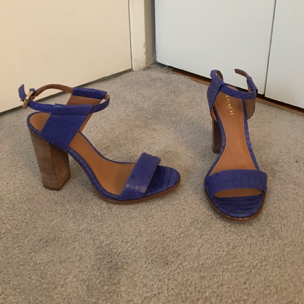 Coach blue heels. Worn once. Size 7.5