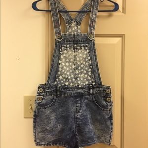 Star Printed Jean Overalls