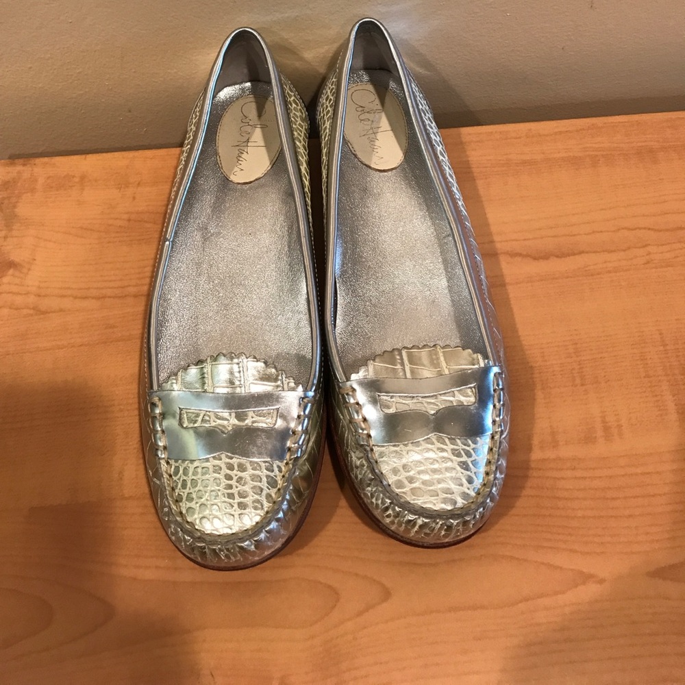 Cole Haan Metallic Silver Pennyloafter