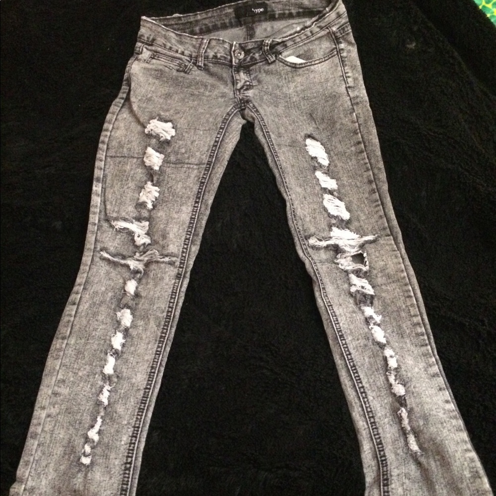 Black and white ripped jeans