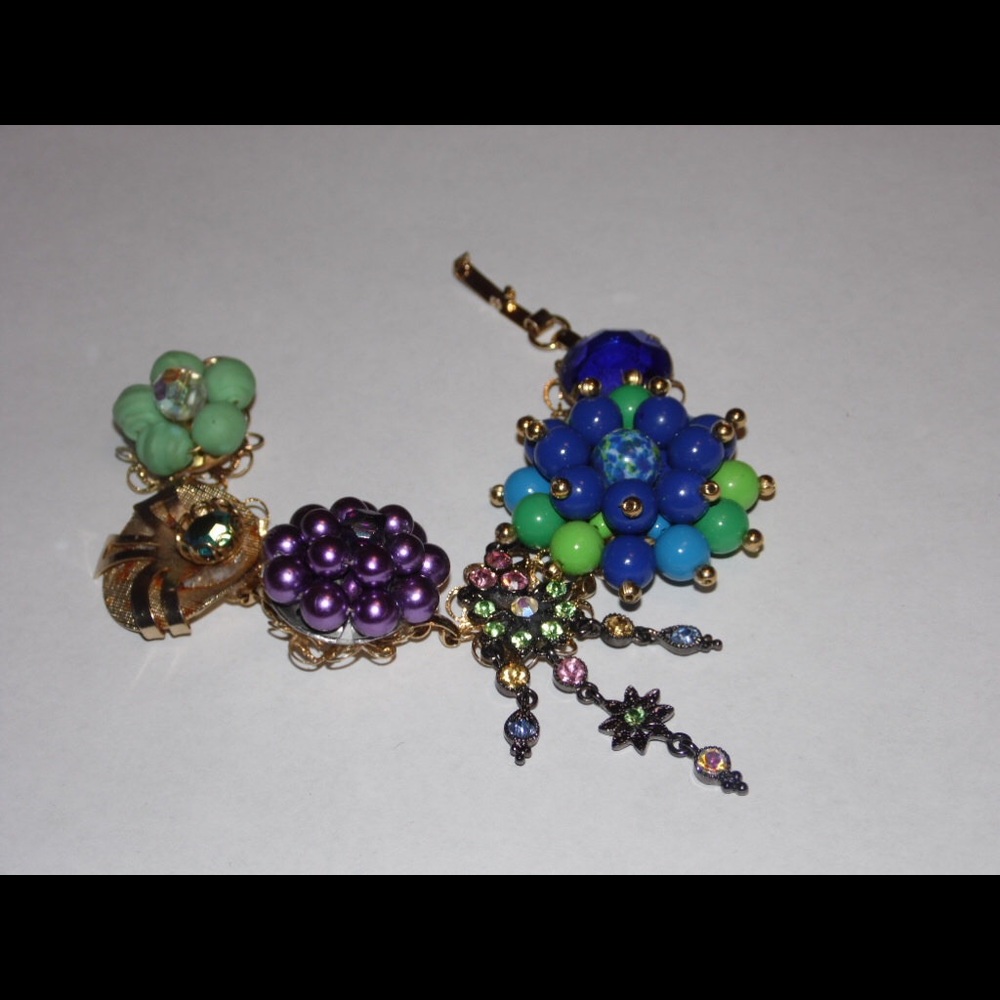 Vintage Earring Bracelet/Shades of the Rainbow