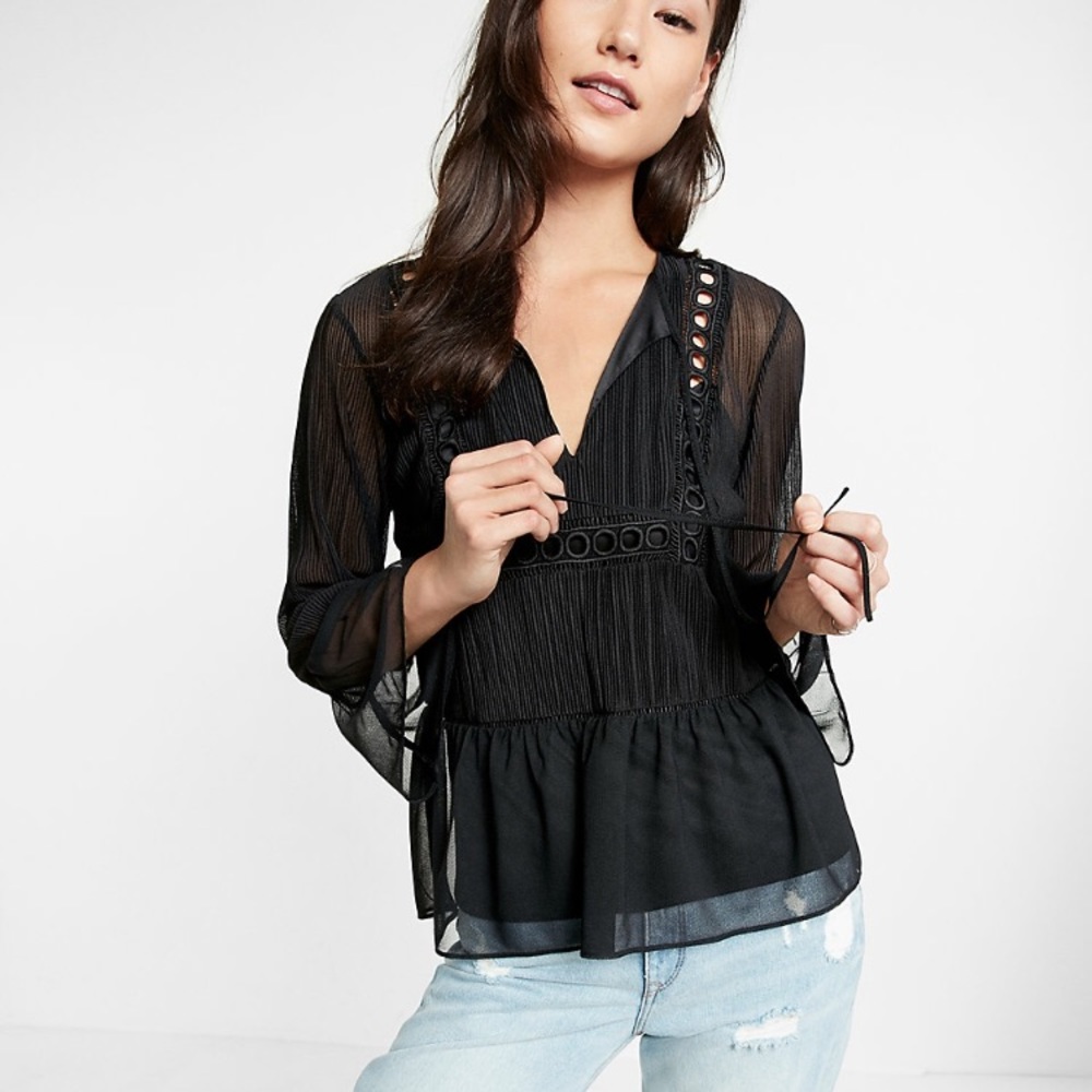 Blush pink bell sleeve blouse NWT