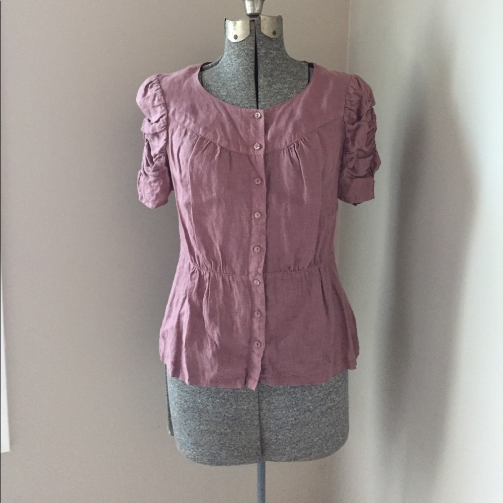 Anthropologie meadow rue Mauve linen top