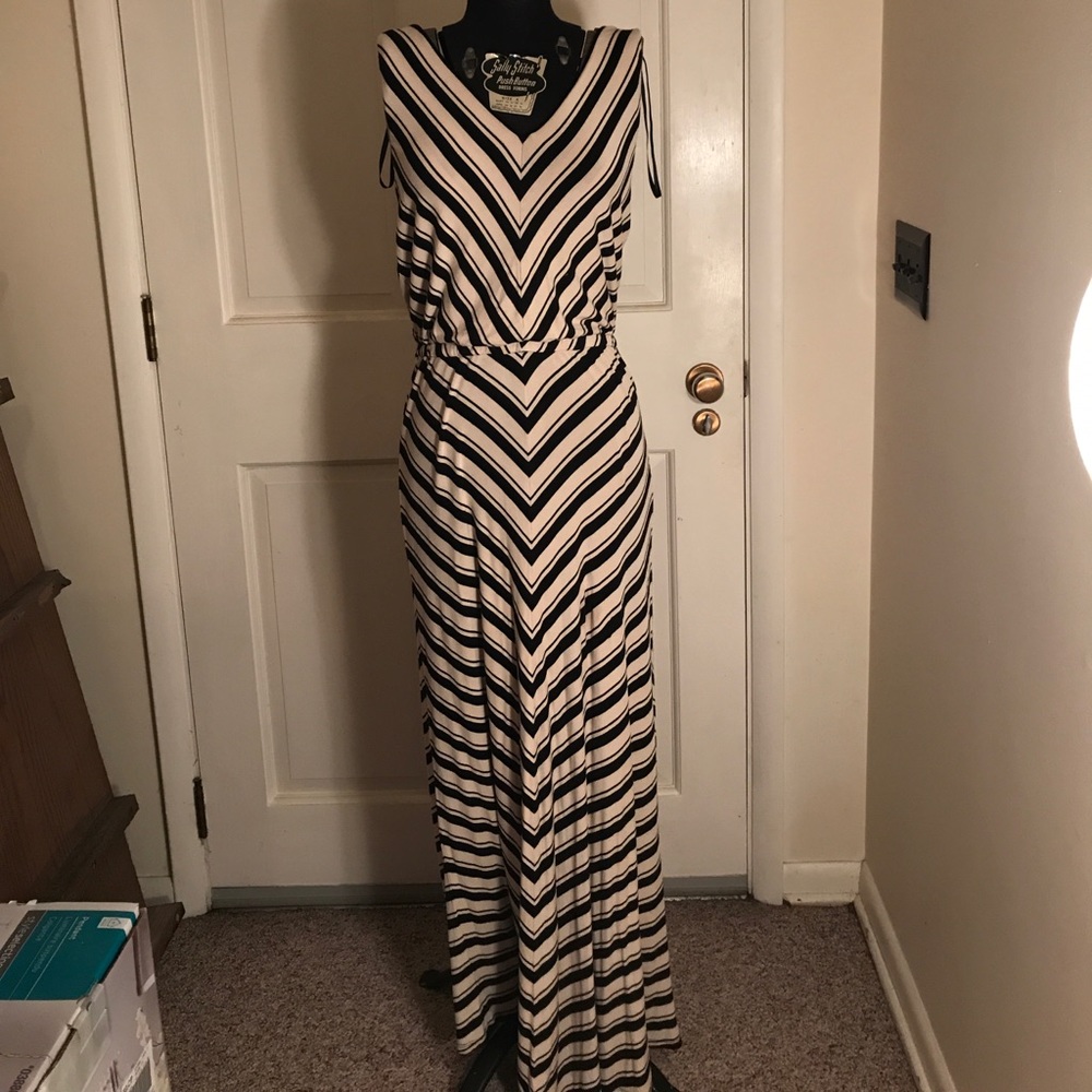 Cream and Black Maxi Dress