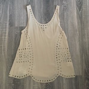 Joie scalloped beaded silk tank top